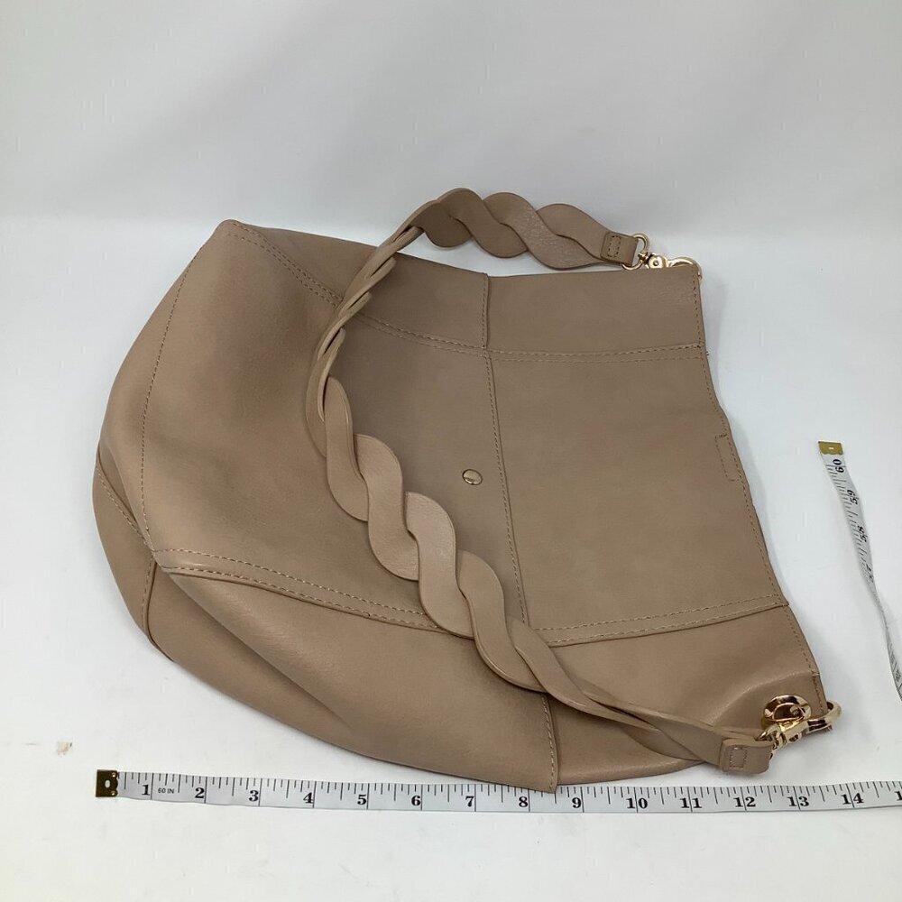 Antik Kraft faux leather tote bag woven strap neutral beige vegan hobo - Picture 5 of 8